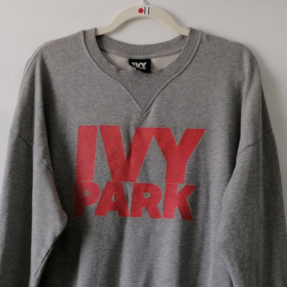 Ivy Park Womens Gray 3/4 Sleeve Crew Neck Drop Shoulder Sweatshirt Size M - Picture 2 of 7
